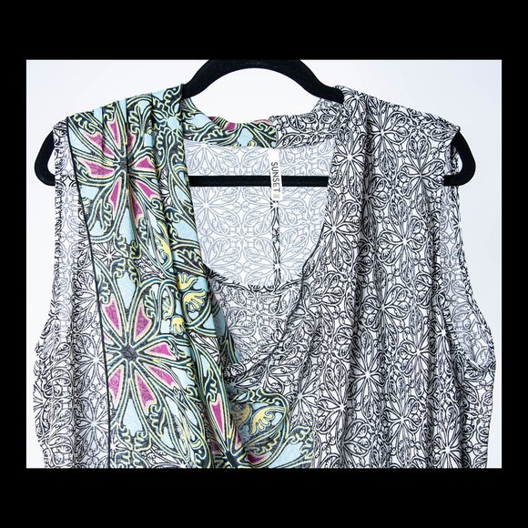 Sunset Rd Womens Multicolor Floral Sleeveless Layered Tunic Top XL EUC - Picture 2 of 3